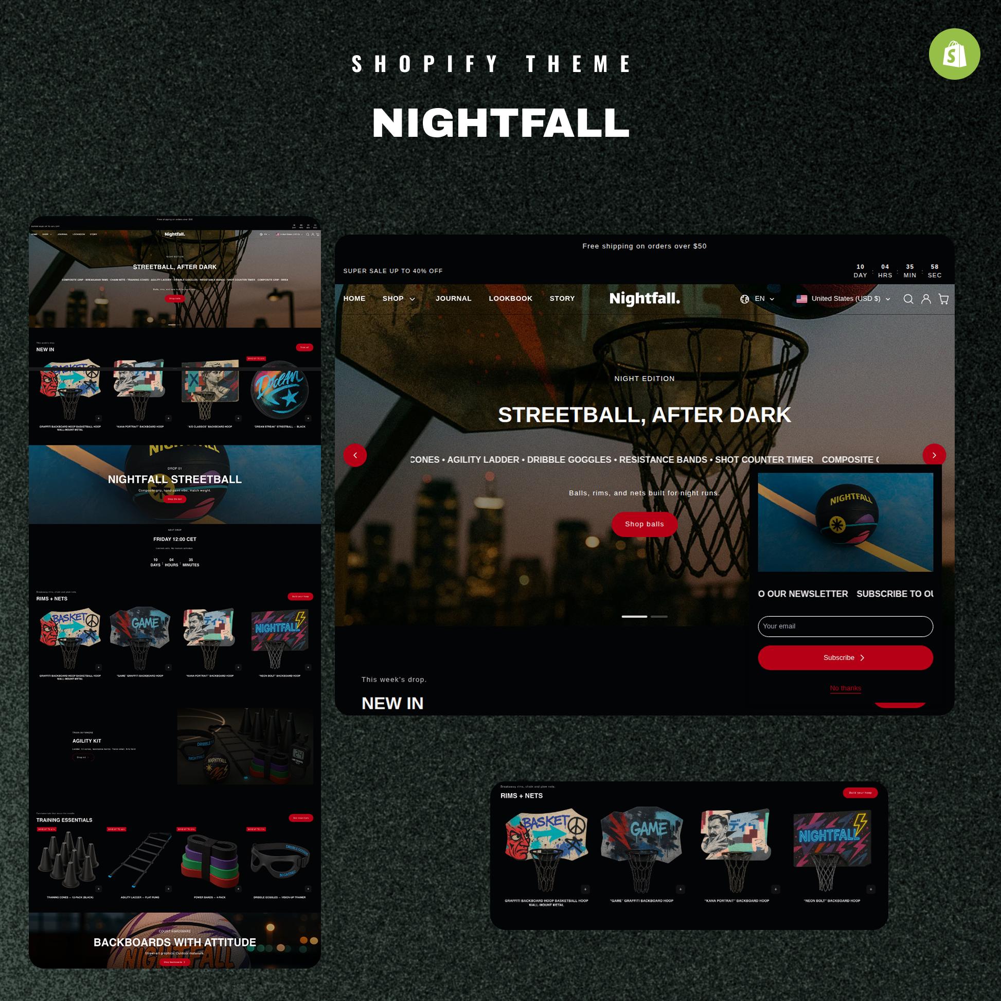 NIGHTFALL Shopify Theme | Shopify 2.0 Theme Template | Fashion Shopify Theme | Shopify Clothing | Website Design Template | Shopify | Scout