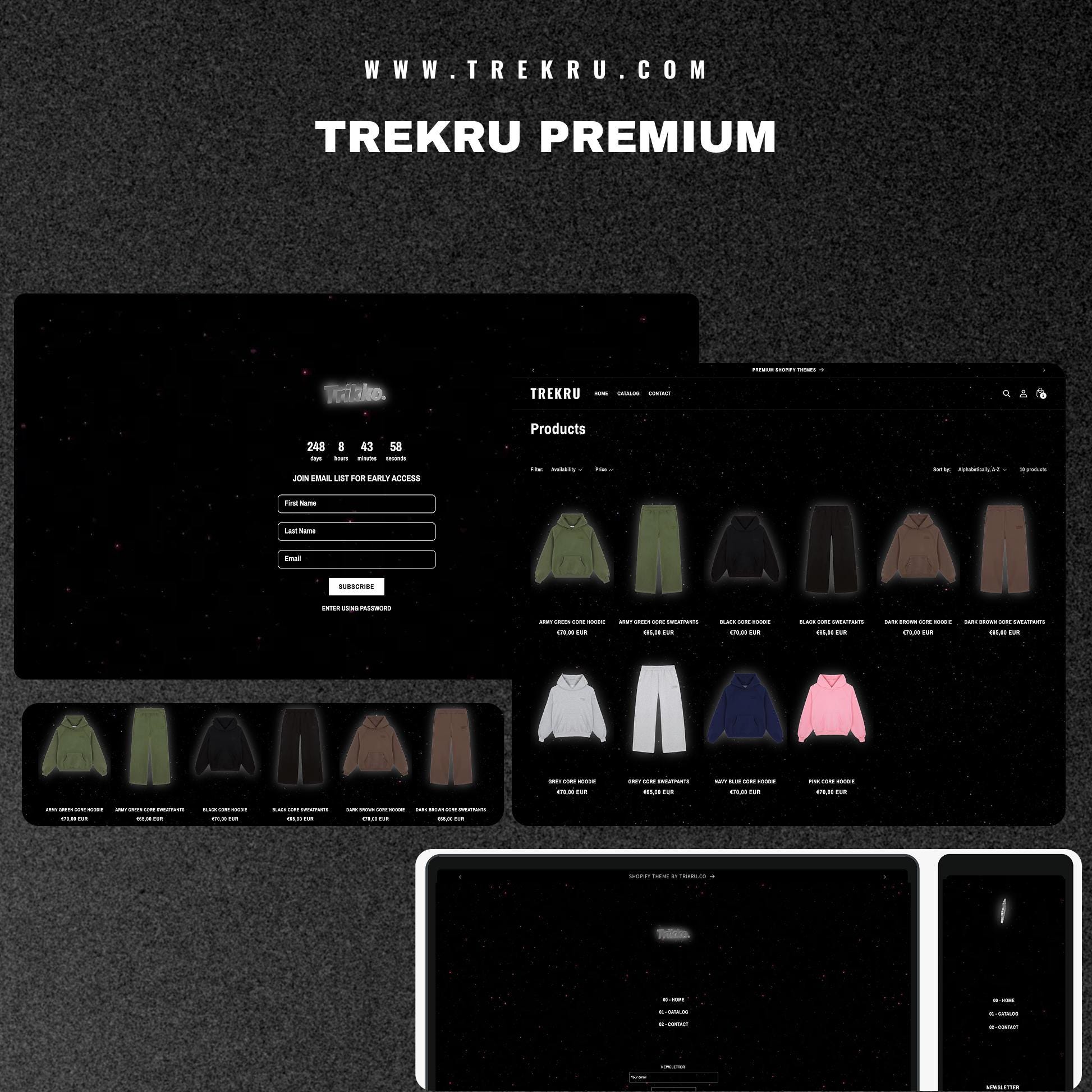 “Modern Shopify theme preview showcasing a clean, responsive website layout with customizable sections, professional typography, mobile-friendly design, and optimized product pages. Demonstrates homepage hero banner, collection grid, product gallery, navigation menu, and overall branding style for ecommerce stores.