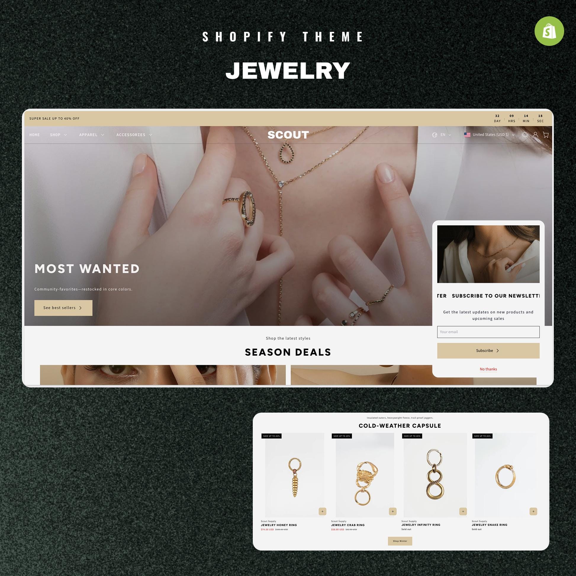JEWELRY Shopify Theme | Shopify 2.0 Theme Template | Fashion Shopify Theme | Shopify Clothing | Website Design Template | Shopify | Scout
